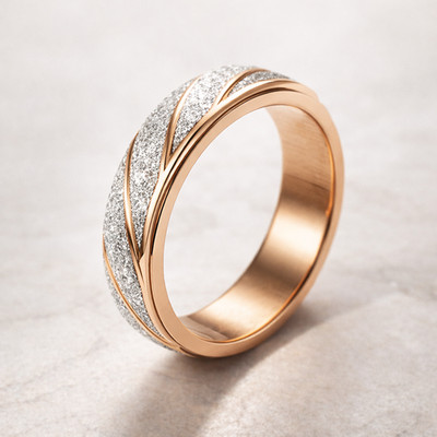 Drehbarer Ring - Rosegold Gold Multicolor - Damen Bandring Edelstahl Glitzer