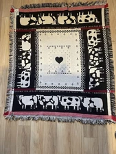 Crown Crafts Woven Throw Blanket Cows Farmcore Country Jersey Holstein Guernsey