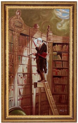 Ölbild, Carl Spitzweg, Bücherwurm, Gemälde HANDGEMALT F:50x80cm