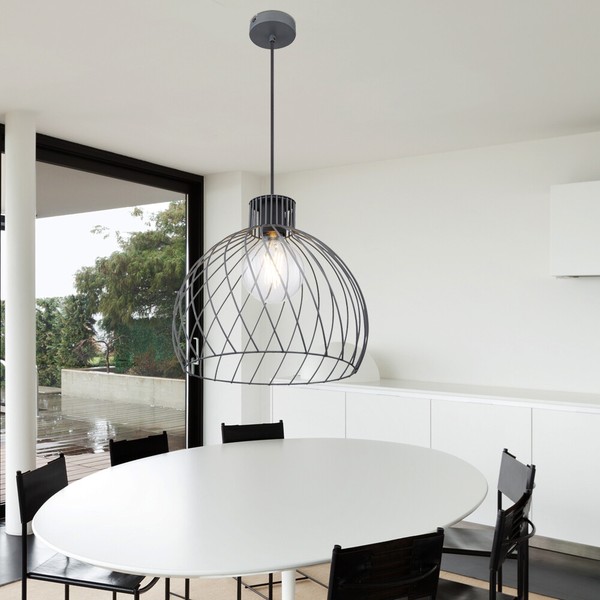 Pendel HäNge Lampe Wohn Zimmer KäFig Kugel Decken Leuchte Graphit Beleuchtung-image