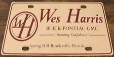 Wes Harris Buick GMC Dealership Booster License Plate Spring Hill FL PLASTIC