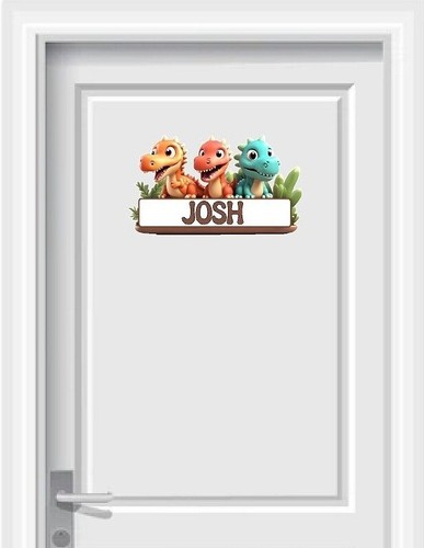 Dinosaur Kids Bedroom Name Sticker Vinyl Door Wall Nursery gift personalised - Picture 2 of 8