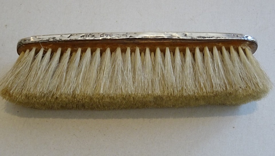 Antique Vintage Silver Hair Brush Henry Matthews Hallmarked Chester "W