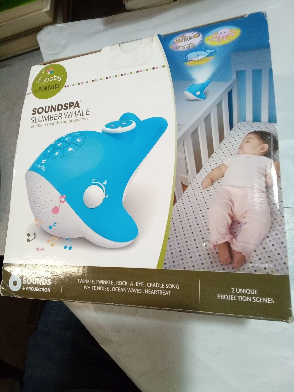 HOMEDICS Mybaby Slumber Whale Soundspa (BLUE & WHITE) Soothing Sounds+Projector
