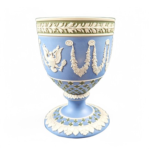 Wedgwood tricolour diced goblet, Bermuda USA seals, Silver Jubilee 1977, 442/500 - Picture 9 of 11