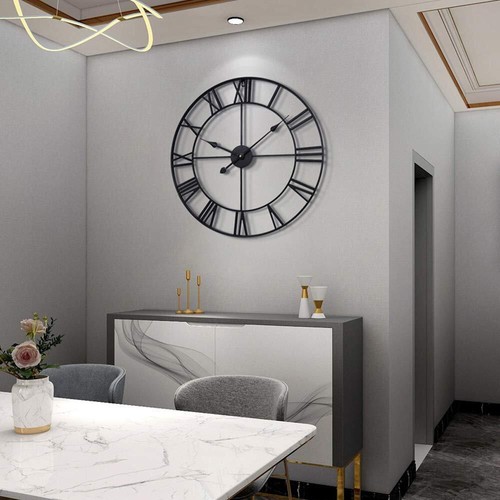 LEIKE Large Wall Clock, Silent, Non-Ticking Metal Wall Clock, Round Modern Wall - Picture 6 of 9