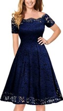 MISSMAY Women's Retro Floral Lace Short Sleeve  Cocktail Party Swing XS Dress #7