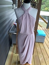 Shona Joy Ballet Core Knot Halter Tulip Hem Midi Gown Dress Pink Blush Sz 6 NWT