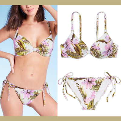 NEW Shade & Shore Floral Bikini Top [ 34B ] + String Bottoms [ Small ] #3337