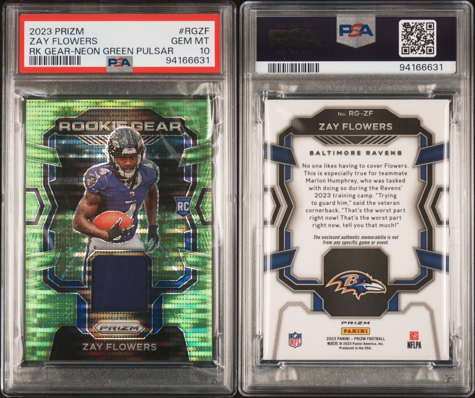 Zay Flowers 2023 Prizm #RG-ZF Rookie Gear - Neon Green Zay Flowers 2023 Prizm #RG-ZF Rookie Gear - Neon Green