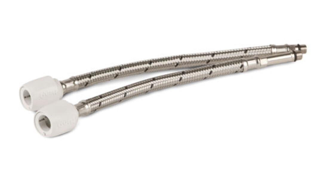 2 x Wavin Hep2O 300mm x 15mm x M12 flexible basin tap connectors HD125G/15W