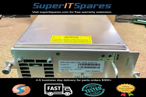 35P2599 IBM TS3310 3576-8342 LTO-6 Full Height Dual Port Fibre Channel Tape