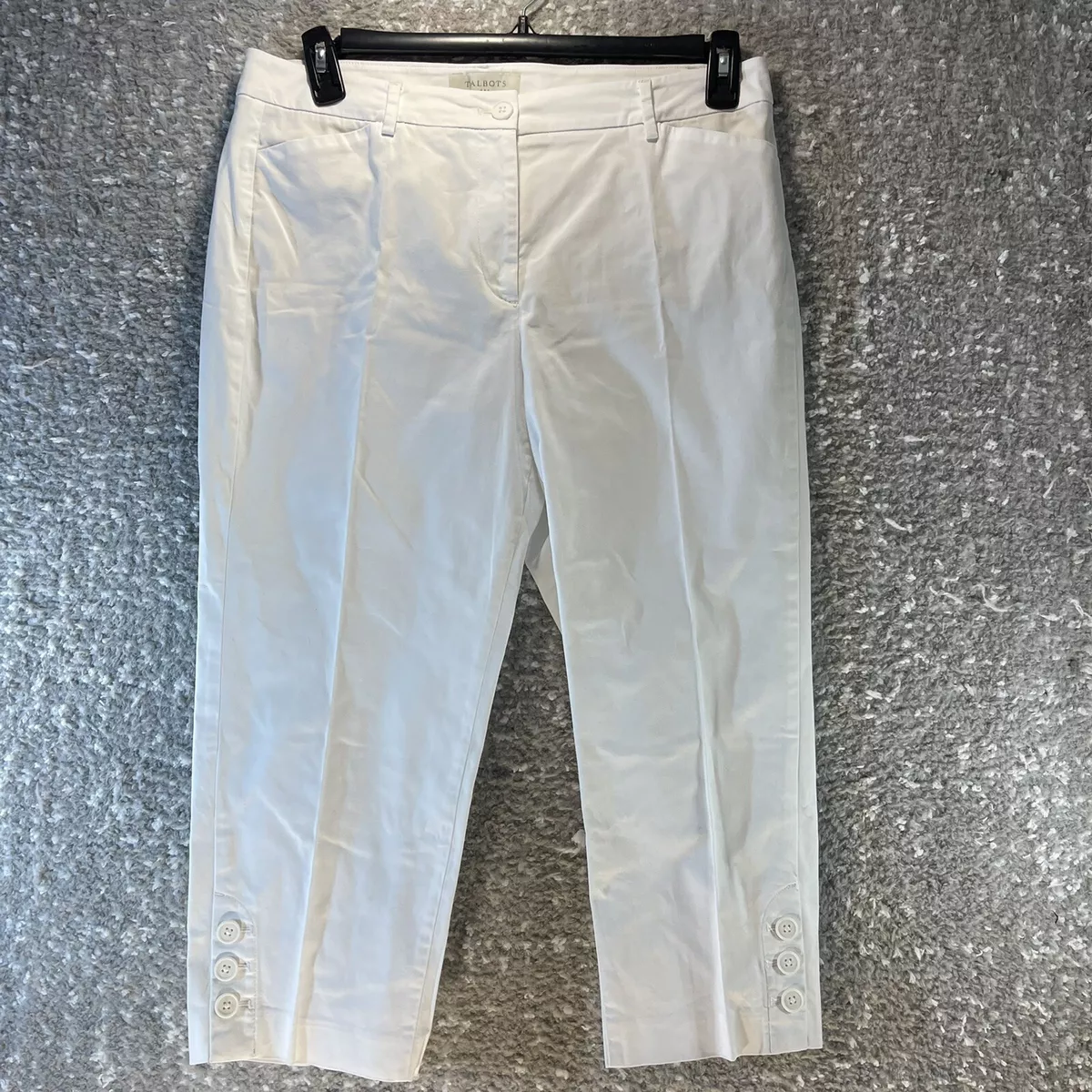 Talbots Women White Capri Pants Size 10 Cotton 21.5 inseam read