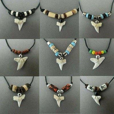 MENS BOYS REAL SHARK TOOTH NECKLACE WOMENS GIRLS JEWELLERY GIFT SURFER
