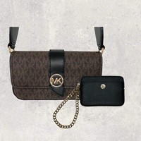 Michael Kors Mk Tasche Crossbody GeldböRse Jet Set Greenwich Braun Schwarz Neu
