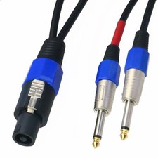 Audio Speaker SpeakON male NL4FC to dual 1/4" 6.35mm mono 2x0.75mm  cable 2 33FT