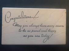 Congratulations with message - Wood Mounted Rubber Stamp