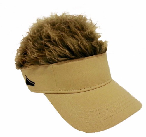 FLAIR HAIR HATS WITH HAIR KHAKI VISOR 
