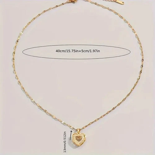 Elegant Heart CZ Pendant Necklace 18k Gold-Plated Chain Women's Jewelry Gift - Picture 4 of 4