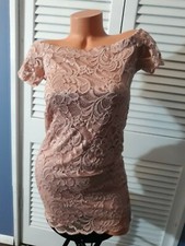 Ambiance Apparel Women's Off The Shoulder Color Pink Dress Mini Laced Junior M