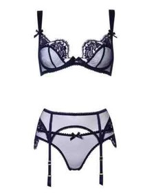 AGENT PROVOCATEUR NAVY PIPER BRA 32B/C/D/DD 34C/D 36C & 4 LARGE BRIEF UK 12 BNWT