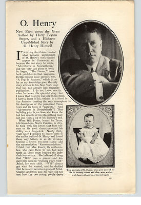 1912 Paper Ad Article 9 PG  O. Henry by Harry Steger A Fog in Santone