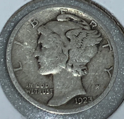 1923 Mercury Dime,V Fine Condition 90% Silver, Free Shipping With  Five Items A4