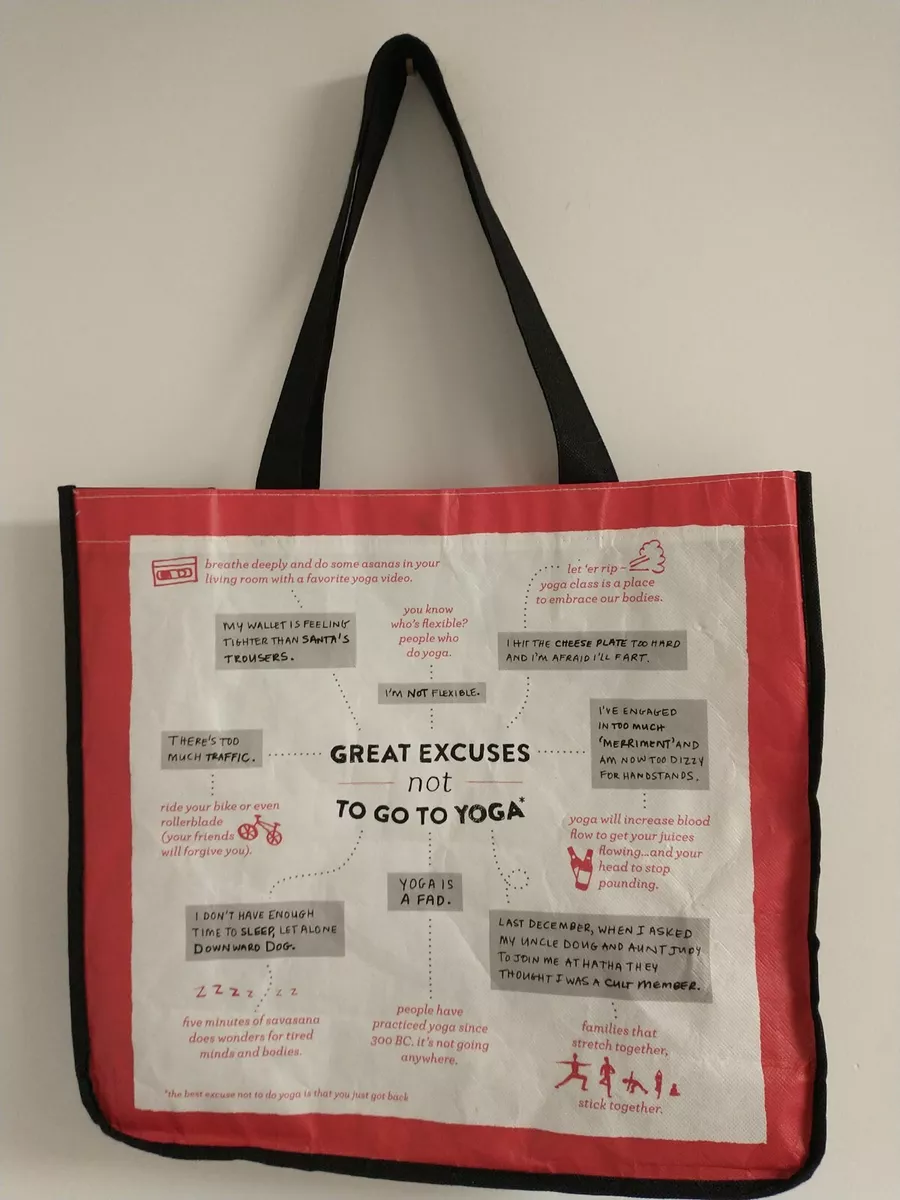 Great excuses Yoga bag Lululemon logo shopping 14x15x6 tote reuseable