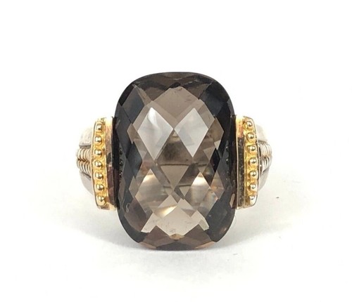 Checkerboard Large Brown Spinel Sterling Silver 925 Statement Ring Sz 8 Estate
