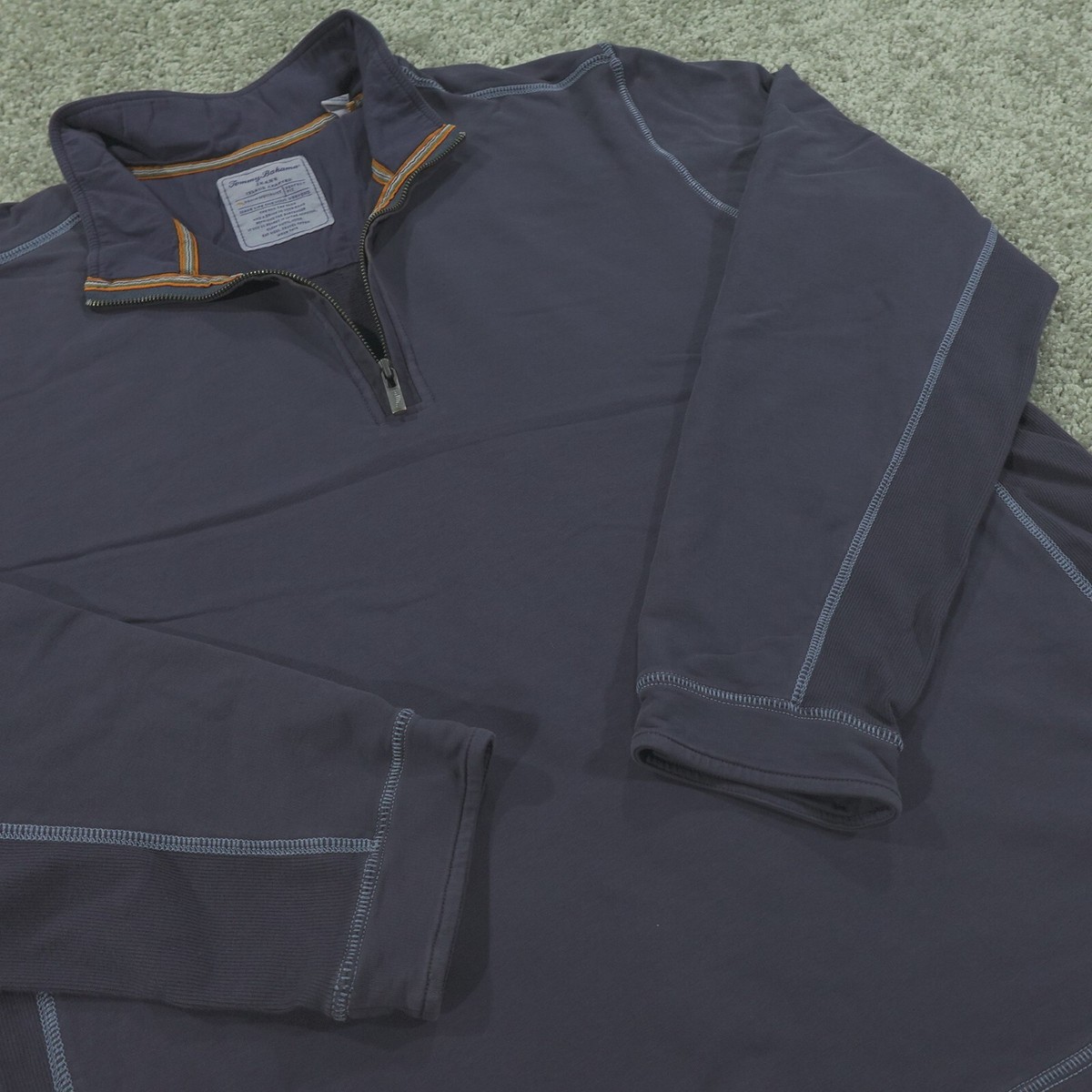 Tommy Bahama Sweater Mens XXL 1/4 Zip Pullover Navy Sweatshirt