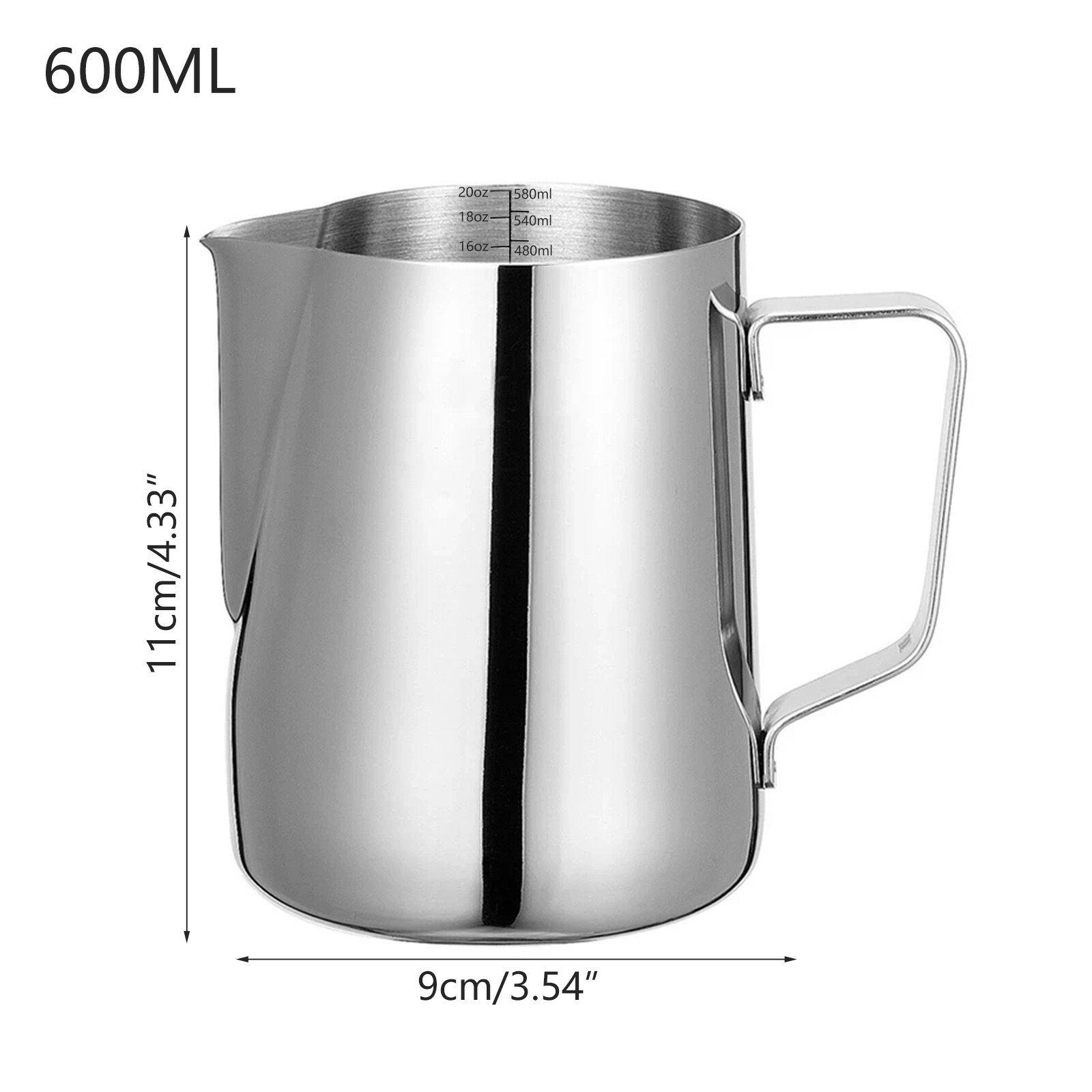 Stainless Steel Milk Frothing Jug Coffee Mug Frother Foam Cup 350/600