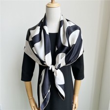 Sallys Mulberry Silk Wrap Shawl Bandanna Camellia Print Square Scarf 43"/110cm