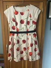 Womens cherry printed vintage dress size 14/16