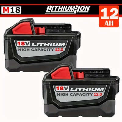 2PACK For Milwaukee M18 Lithium  12 AH Extended Capacity Battery 48-11-1860 18V
