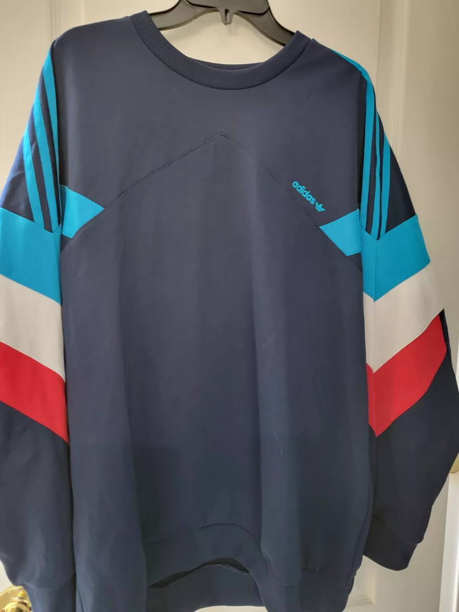 Adidas Originals Palmeston Crew Mens 2XL Blue Red White Sleeve | eBay