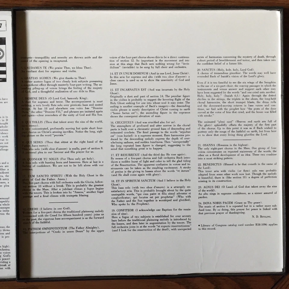 Eugen Jochum - Bach Mass In B Minor 2 LP VG+ SC 6027 1st Mono Epic Vinyl Record - Image 4 of 4