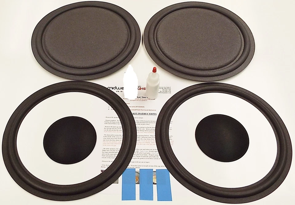 MW AUDIO ESS AMT-1A Speaker Repair Refoam Kit 12" Passive Radiator & 12" Woofer w/ Caps!