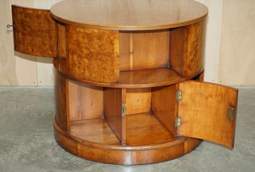 FULLY RESTORED EXTRA LARGE BURR WALNUT BOOK TABLE WITH TWIN CUPBOARDS WITH KEY - Picture 11 of 12