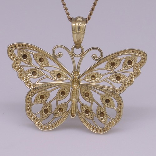 Yellow Gold BUTTERFLY PENDANT Guaranteed Genuine 9ct 9k Gold - Picture 8 of 10