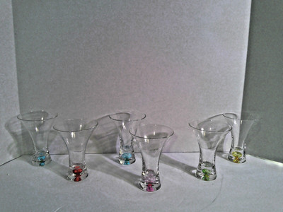   CIRCLEWARE INTENSITY 4oz MARTINI GLASSES NIB SET 6 MULTICOLOR BUBBLE  