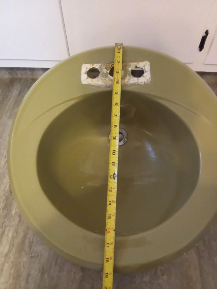 De colección. Grúa lavabo lavabo 608 cerámica Mid Century 1973 verde redondo Foto 2 de 4