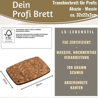 Profi Xl Holz Schneidebrett Stirnholz 32-42Cm Akazie KüChenbrett Tranchierbrett