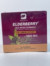 Elderberry Gummies  Irish Sea Moss, Organic Sambucus 60 Count Pack of 1 
