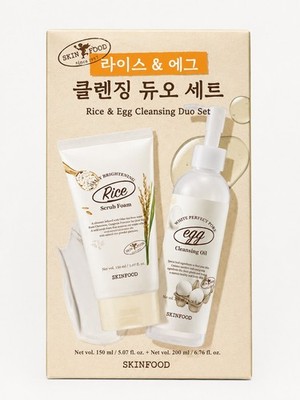 SKINFOOD Rice & Egg Cleansing Duo Set Rice Scrub Foam 150ml + Egg Cleansing Oil