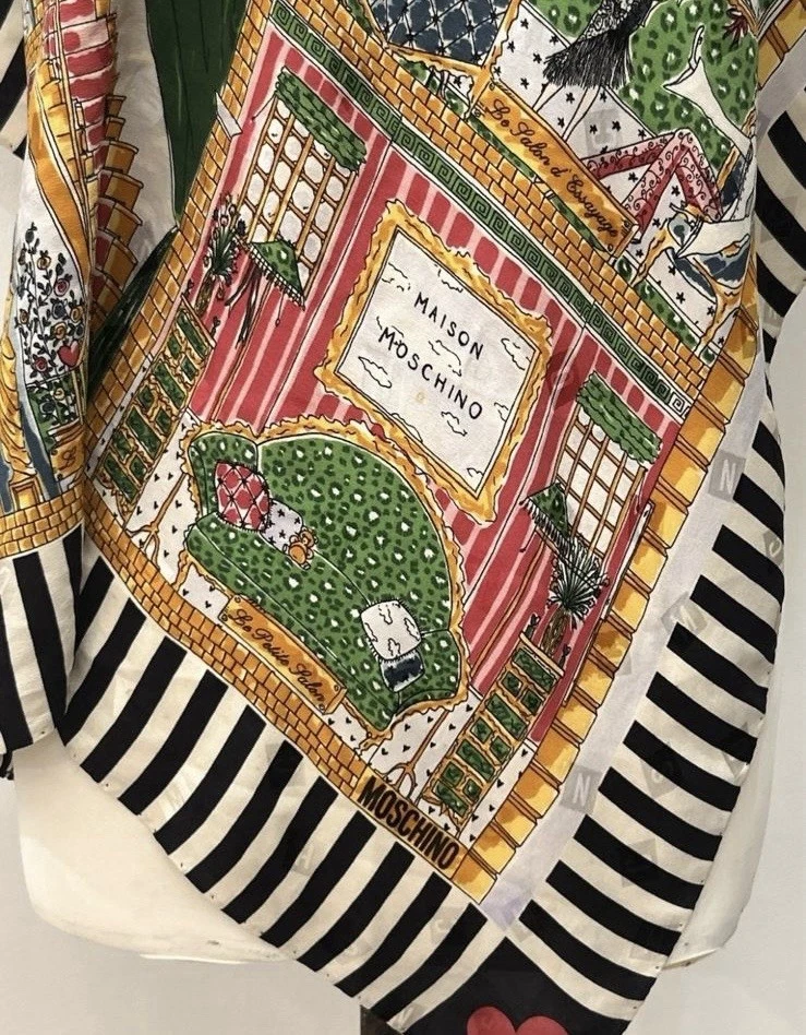 Lenço de seda multicolorido S26# Moschino 34 polegadas - Imagem 4 de 4