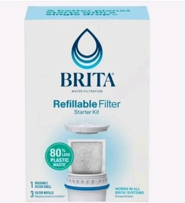 Brita Refillable Filter Starter Kit w/ Reusable Filter Shell & 3 Filter Refills