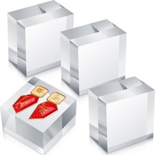4 Pieces 3 x 3 x 2 Acrylic Square Display Block Clear Polished Acrylic Cube J...