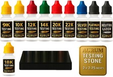 9 Gold & Silber Testset 9K-24K Säurelösung + Kratzstein + Neutralisator