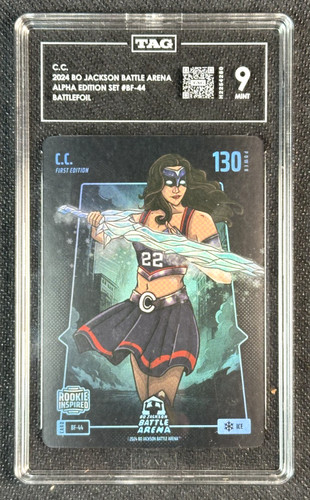 2024 Bo Jackson Battle Arena C.C. Caitlin Clark Battlefoil ICE 1st Edition TAG 9