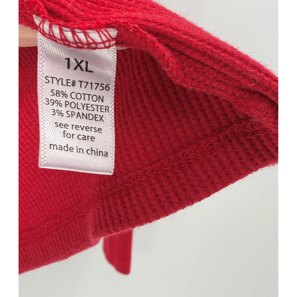 Active Basic 1XL длинным рукавом V шеи вафли вязаный верхний красный основной работает маленький - Изображение 4 из 4